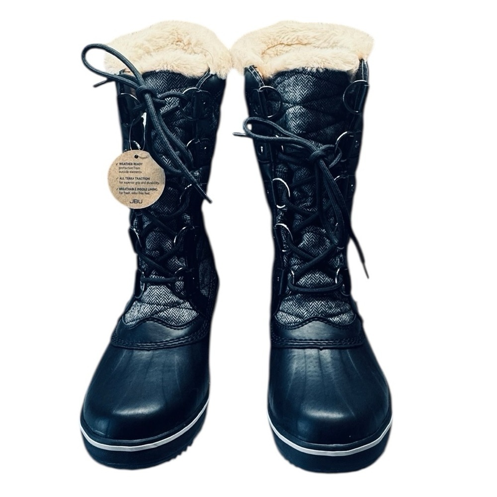 JBU by Jambu Lorna Encore Weather Ready Snow Boot, Black Herringbone 7 M in box - Picture 3 of 12